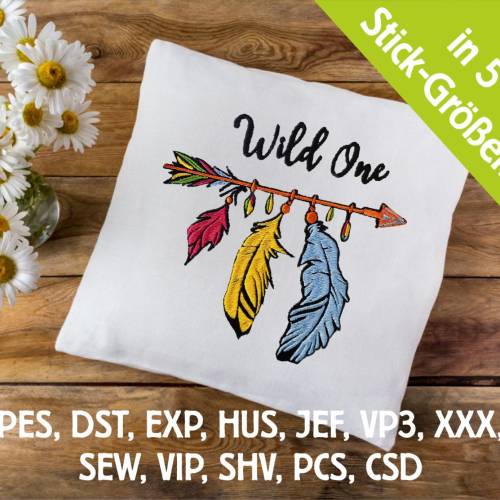 Stickdatei Wild One in 5 Größen, Maschinenstickerei, Stickmuster mit spirituellem Motiv