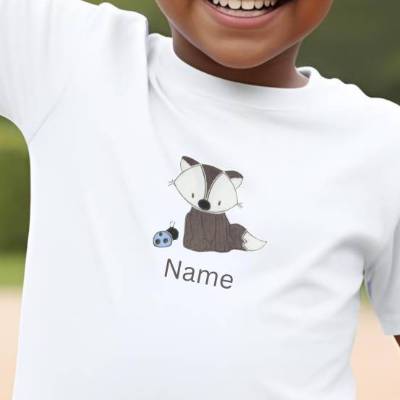 Personalisiertes Kinder T-Shirt Fuchs & Käfer – Geburtstagsshirt für Jungen, Geschenkidee Kita & Schule