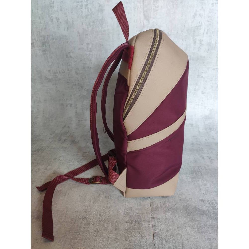 Rucksack Damen aus Softshell – Handgefertigter Rucksack in Bordeaux, kleiner Designer-Rucksack Bild 3