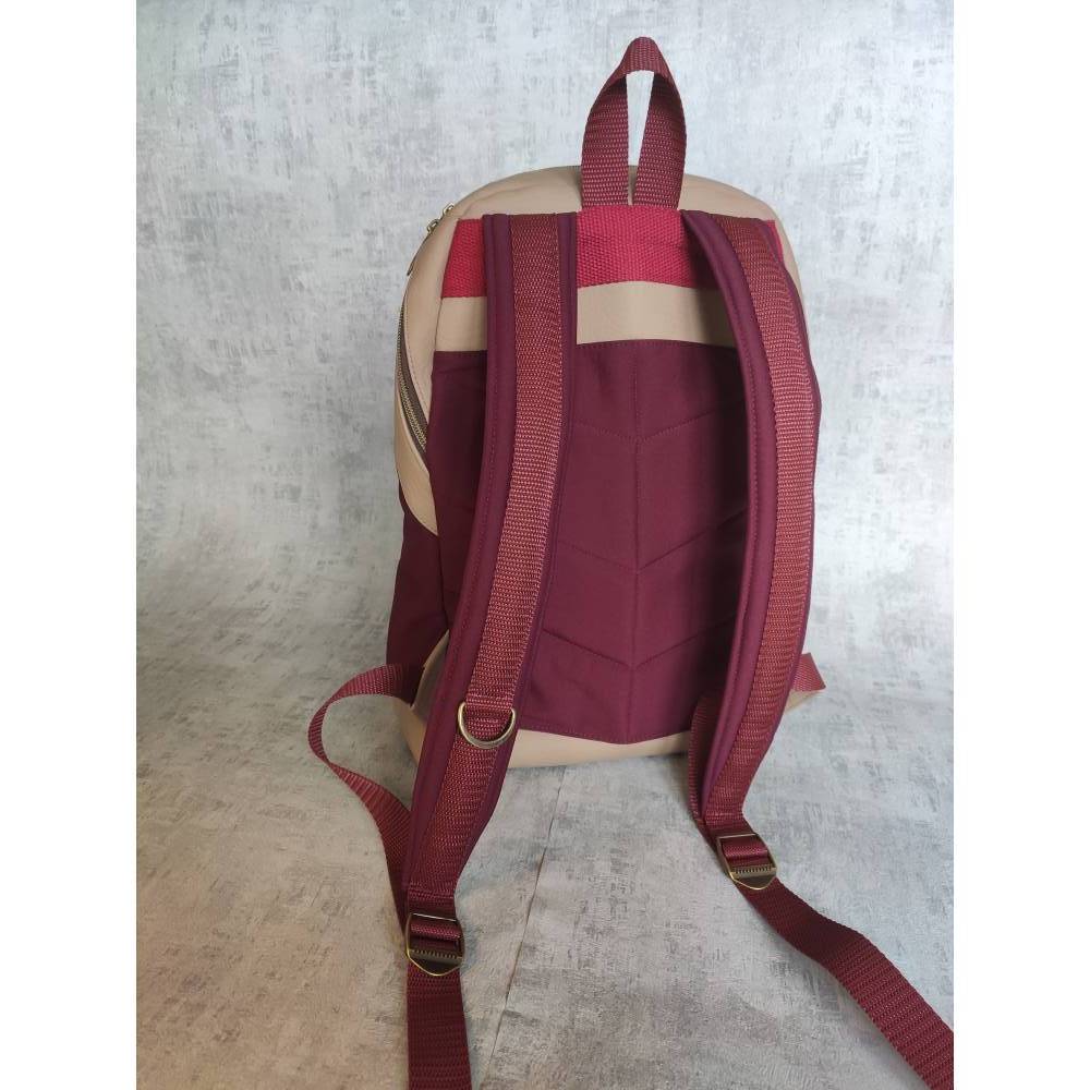 Rucksack Damen aus Softshell – Handgefertigter Rucksack in Bordeaux, kleiner Designer-Rucksack Bild 4
