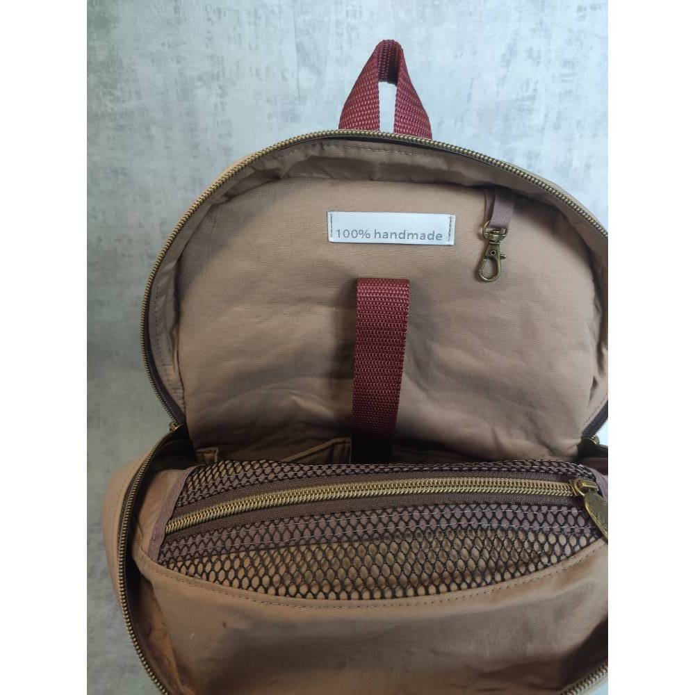 Rucksack Damen aus Softshell – Handgefertigter Rucksack in Bordeaux, kleiner Designer-Rucksack Bild 6