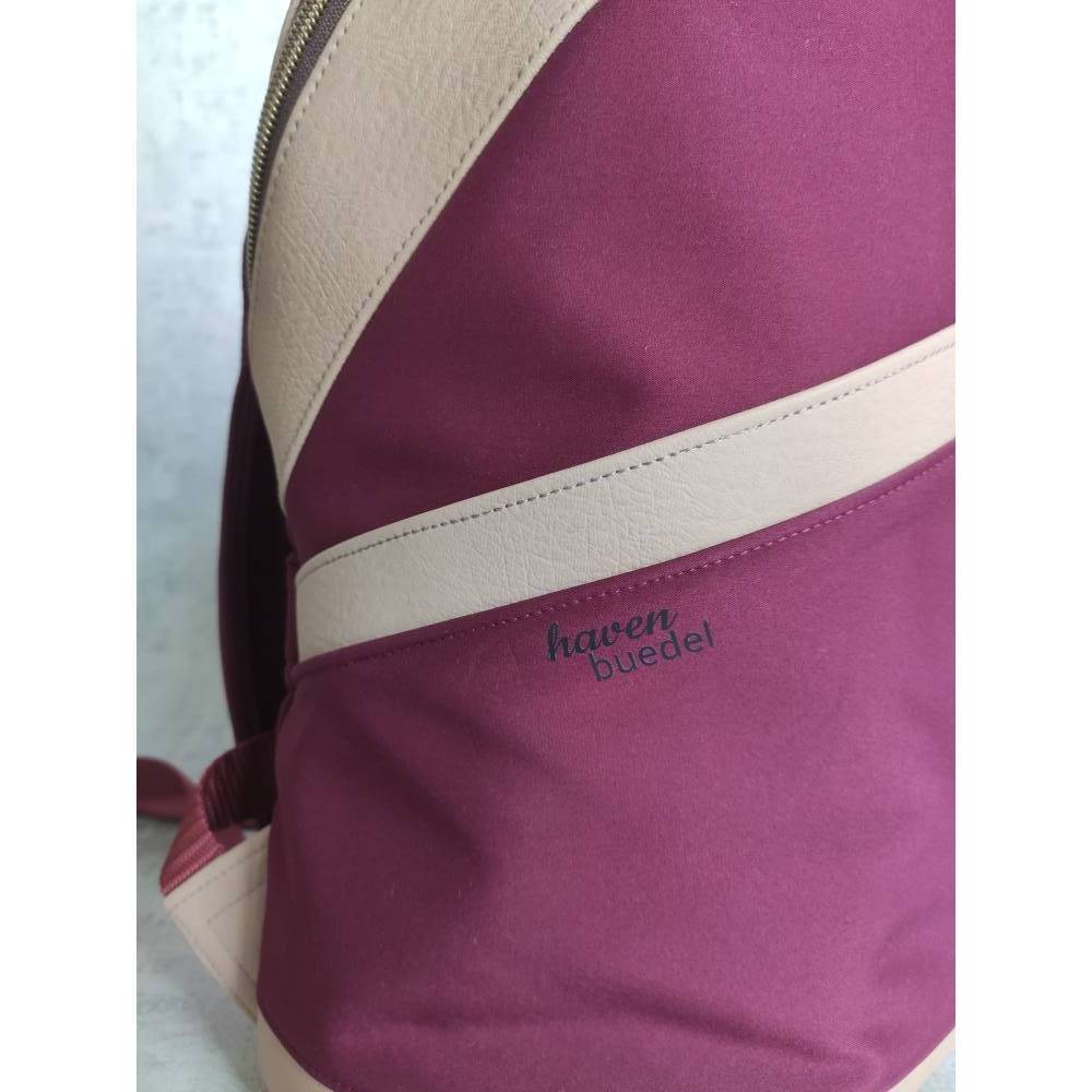 Rucksack Damen aus Softshell – Handgefertigter Rucksack in Bordeaux, kleiner Designer-Rucksack Bild 8
