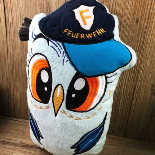 Stickdatei ITH Eule Feuerwehr für Rahmen 20×30, Maschinenstickerei, ITH Stickmuster mit Tiermotiv