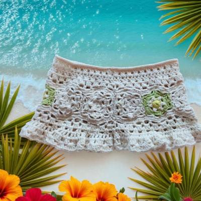 Boho Shorts, gehäkelte Handarbeit 