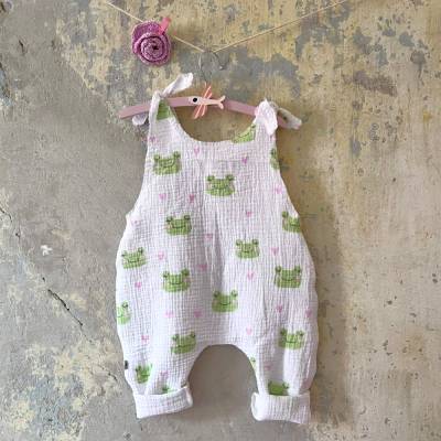 Musselin Jumper FROSCH für Babys & Kinder – Sommer Romper aus Baumwolle, Gr. 56-68