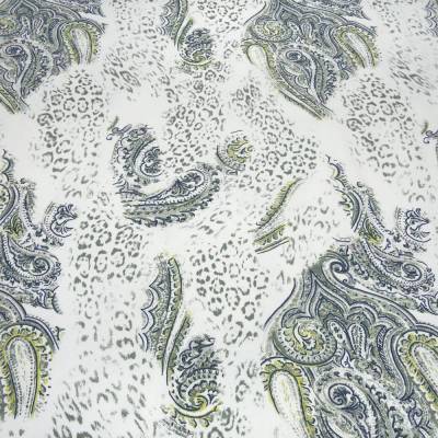 Stoff Baumwolle French Terry Sommersweat Leoparden Paisley Design creme taupé marine gelbgrün Kleiderstoff