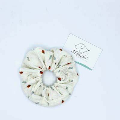 Handgemachte Scrunchies, Haargummi aus Musselin mit ca. 20 cm Gummiband – sanft zum Haar