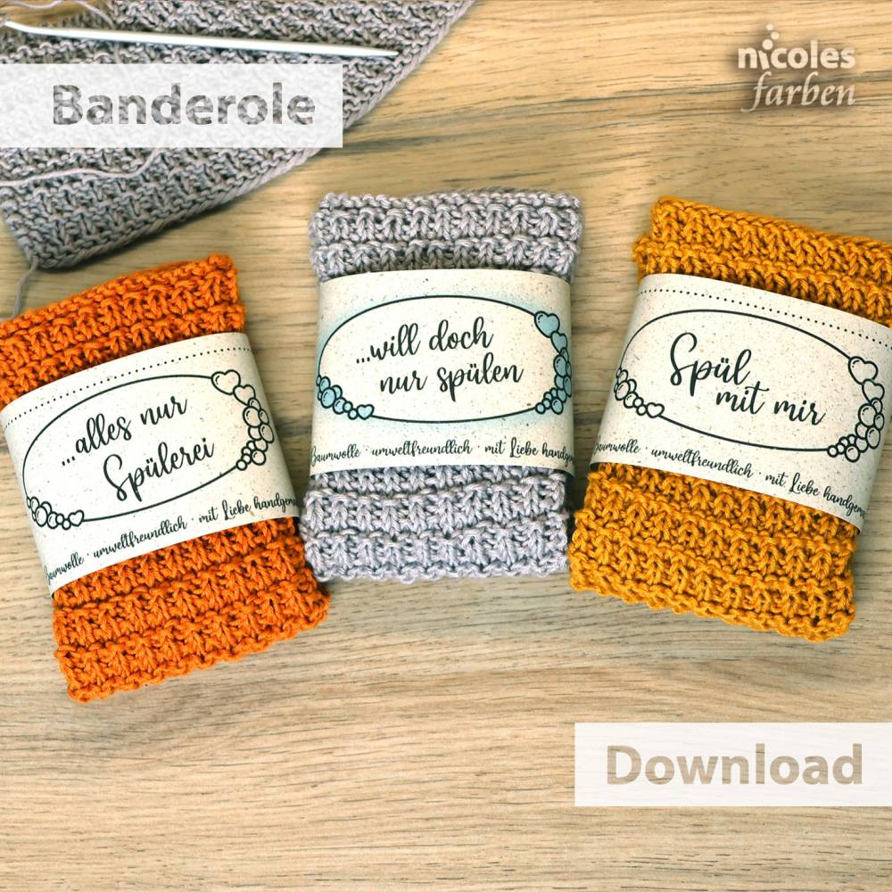 Geschenkverpackung für Spültücher – Banderole mit witzigen Sprüchen zum Selbstausdrucken Bild 1