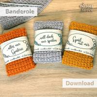 Geschenkverpackung für Spültücher – Banderole mit witzigen Sprüchen zum Selbstausdrucken