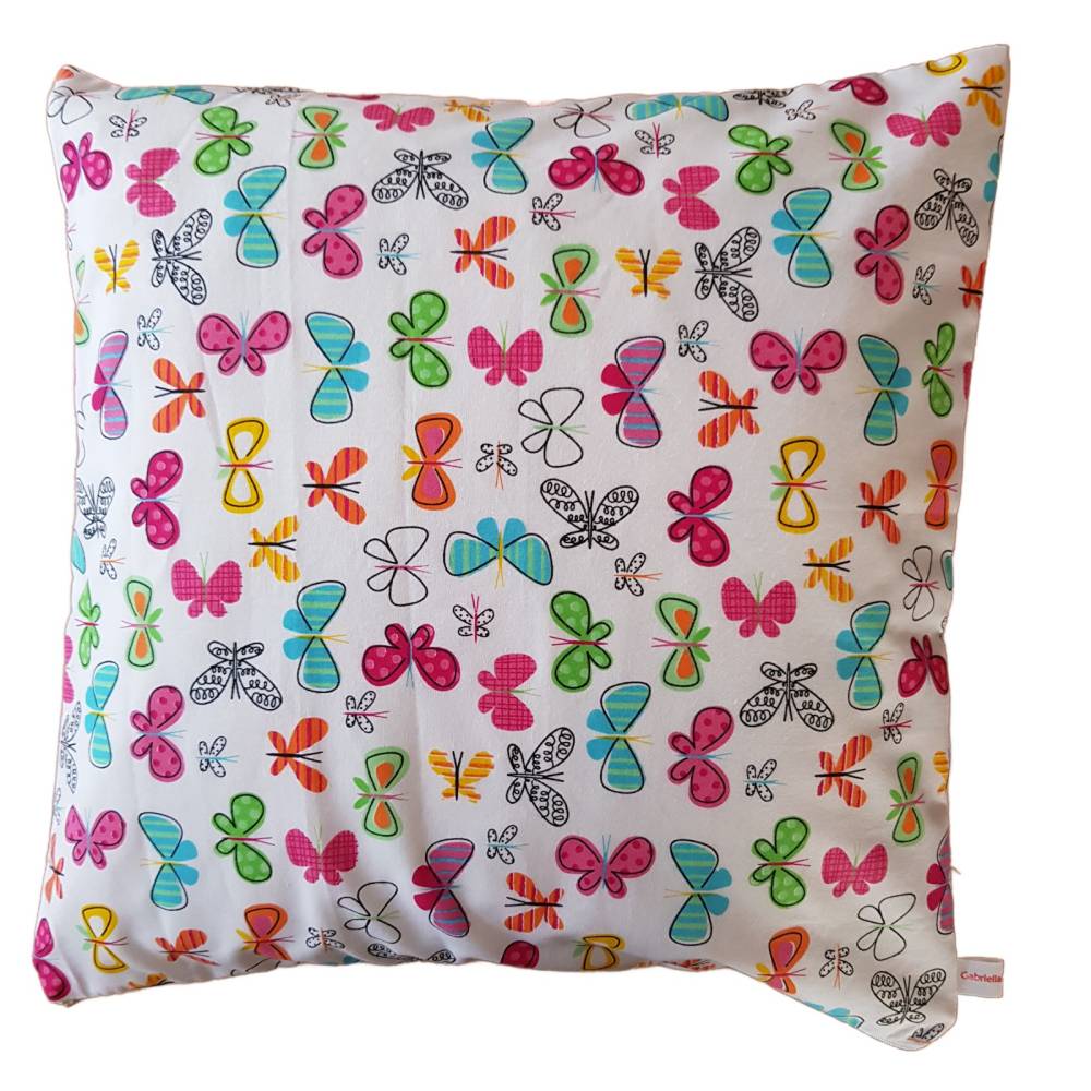 Kissenhülle 40x40 cm – Bunte Schmetterlinge – Baumwolle – Kinderzimmer – Handgemacht – Unikat Bild 1