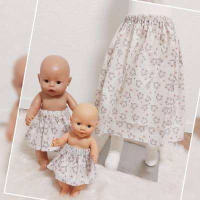 Partnerlook Mädchenrock /Puppenrock "Herz Blumen" 