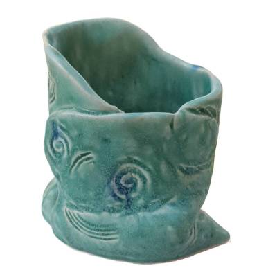 Handgemachte grüne Keramikvase – Richard Weston Ireland – Vintage & Sammlerstück