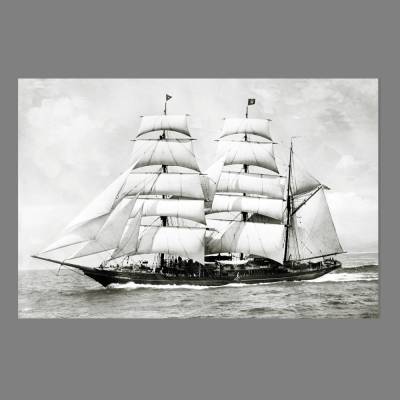 Vintage Leinwandbild Grosses Segelschiff Jacht Aloha auf dem Meer um 1910  Dreimaster Nautik maritim