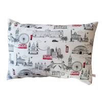 Kissenbezug 60x40 cm mit Motiven verschiedener Städte, Baumwolle mit Druck, Reißverschluss