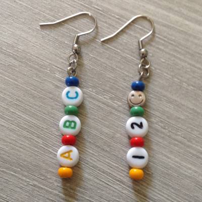 Ohrhänger ' ABC' und '1,2,3,' nettes Geschenk zur Einschulung / 1. Schultag