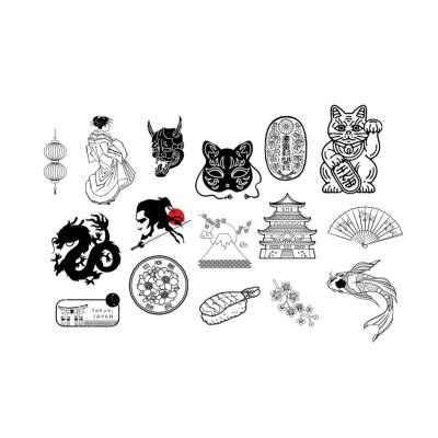 Japan Bundle PNG SVG Datei - Download Plotterdatei - Plotter File -  Sushi Tokyo Koi Nishikigoi Maneki Neko Temple Tempe