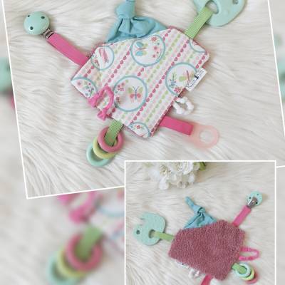 Baby Knistertuch inkl. Zahnungshilfe "Schmetterlinge"