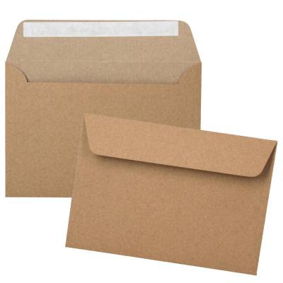 Briefumschläge C6 Kraftpapier Muskat-Braun | 100% Recycling & Selbstklebend | Für Karten & Einladungen