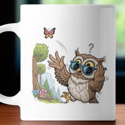 Oh Guten Morgen Tasse mit Eule – Lustige Kaffeetasse für Morgenmuffel & Kaffeeliebhaber
