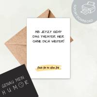 Lustige Karte zum Abschied zum Ausdrucken | Abschied Kollegen, Rente oder Ruhestand | digitale Datei ausdrucken |
