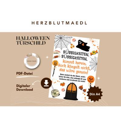 Halloween Türschild zum Selbstausdrucken – Gruselige Dekoration für Trick-or-Treat &