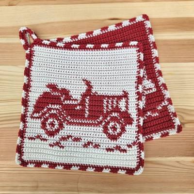 Häkelanleitung Topflappen Topfuntersetzer "Oldtimer"