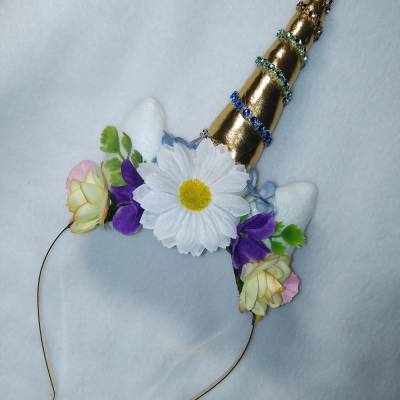 Einhorn, Haarreif, Margerite, Fasching, Karneval, Geburtstag, Mottoparty, Kostümfest, Kopfschmuck