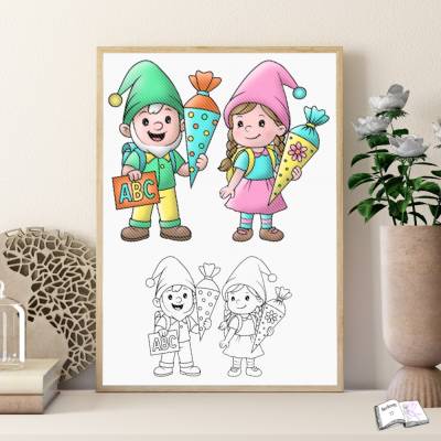 Digiset & Plott Schul Wichtel Lina und Linus – Digitale Designs für Einschulung, Plotten & Sublimation