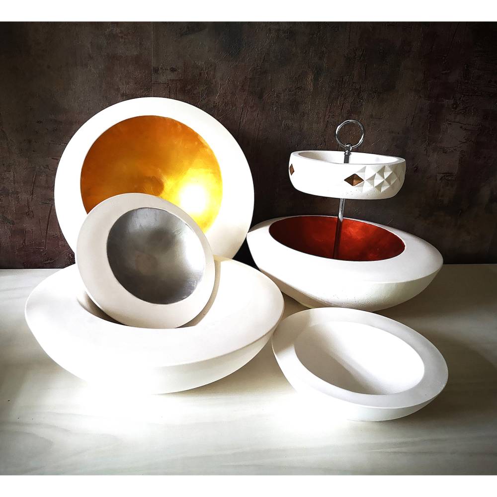 Etagere aus Keramik, Unikat, kupfer-gold