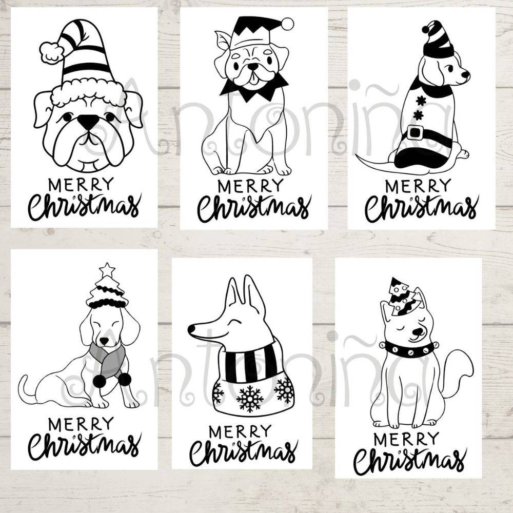 Hunde Weihnachtskarten, DOWNLOAD, JPG PNG Bild 3
