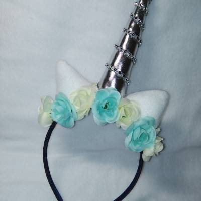 Einhorn, Haarreif,Rosen, Fasching, Karneval, Geburtstag, Mottoparty, Kostümfest, Kopfschmuck