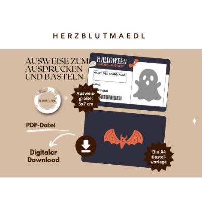 Gruselausweis als Mitgebsel Halloweenparty - DIY Halloween Projekte für Kinder an der Halloweenparty |  Kinderparty |