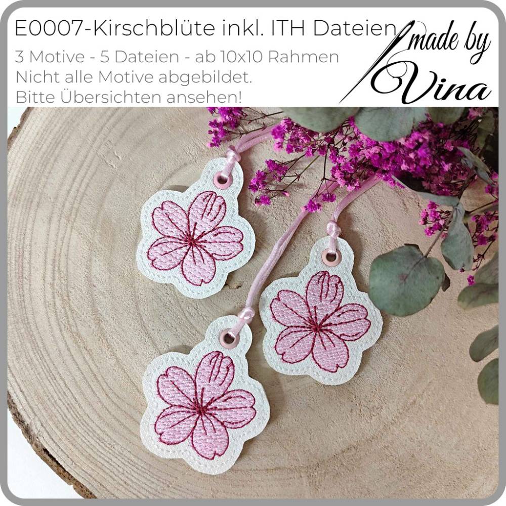 Stickdateien Set Kirschblüten ITH – 5 Dateien ab 10x10 cm für Anhänger, Deko & Geschenke