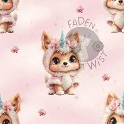 Stoff, Meterware - Hund, Einhorn, Winter, Herbst, Blumen, Süß, Mädchenstoff