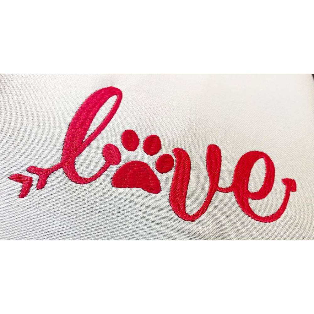 Stickdatei LOVE mit Hundepfote in 6 Größen, Maschinenstickerei, Stickmuster mit Hundemotiv Bild 2