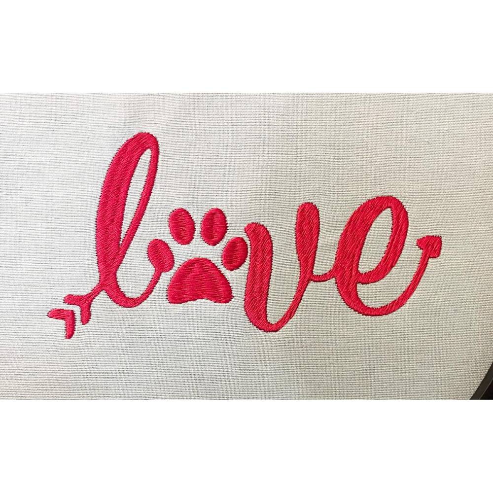 Stickdatei LOVE mit Hundepfote in 6 Größen, Maschinenstickerei, Stickmuster mit Hundemotiv Bild 3