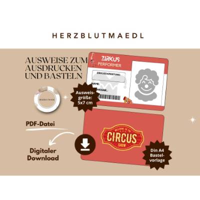 Zirkus-Ausweise DIY – Das perfekte Mitgebsel für unvergessliche Zirkus-Events, Kindergeburtstage und mehr