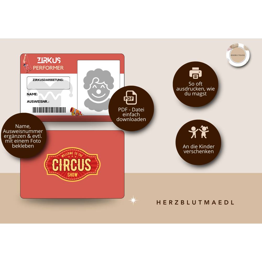 Zirkus-Ausweise DIY – Das perfekte Mitgebsel für unvergessliche Zirkus-Events, Kindergeburtstage und mehr Bild 2