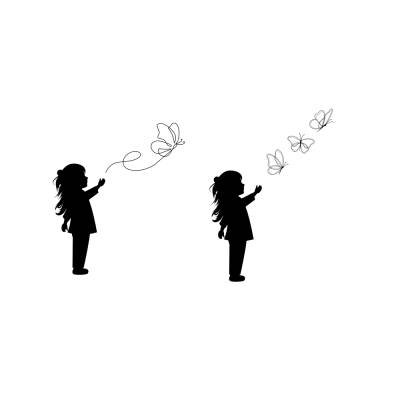 Mädchen mit Schmetterling Bundle PNG SVG Datei - Download Plotterdatei - Plotter File - Kleines Mädchen von Schmetterlin