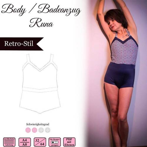 Body / Badeanzug Runa- Gr 32-64 - EBook und Nähanleitung