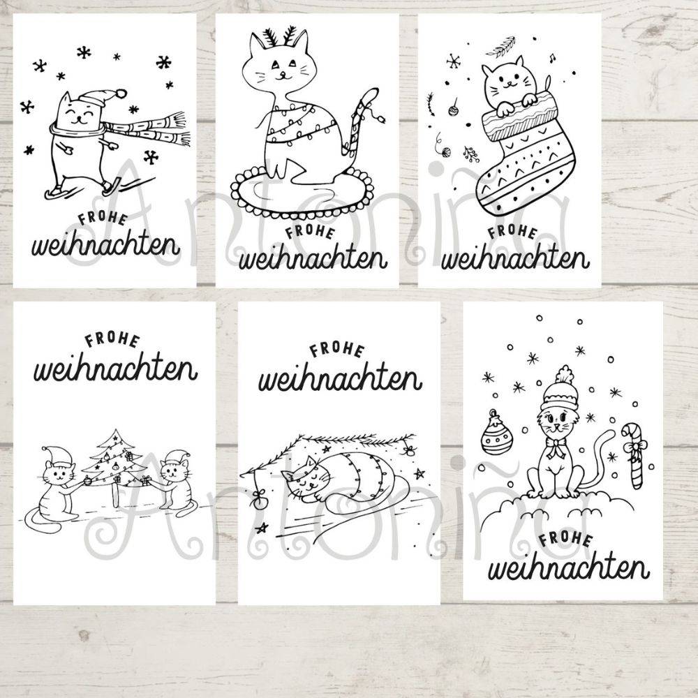Katzen Weihnachtskarten, DOWNLOAD, JPG PNG Bild 2