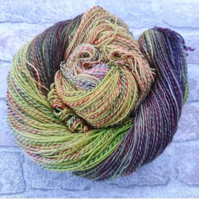 Sockenwolle Zebrawolle Multicolor Gelb grün grau 100 Gramm handgefärbt
