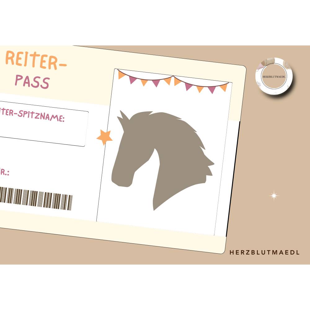 Pferde Party Mitgebsel Reiterpass: Bastelbogen für den Kindergeburtstag am Reiterhof A4 PDF-Datei zum ausdrucken Bild 4