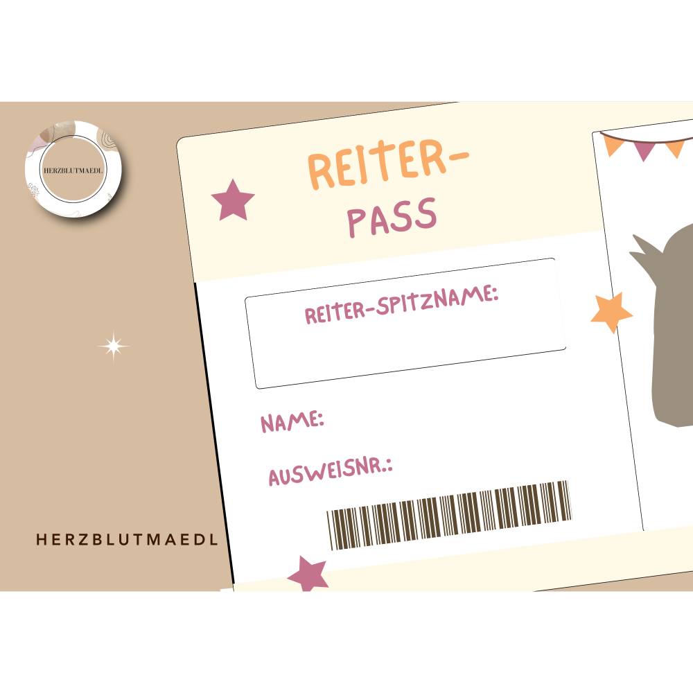 Pferde Party Mitgebsel Reiterpass: Bastelbogen für den Kindergeburtstag am Reiterhof A4 PDF-Datei zum ausdrucken Bild 5
