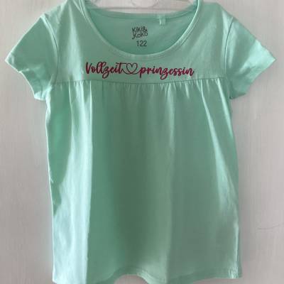 Mädchen T-Shirt, mit Schriftzug Vollzeitprinzessin, Gr.122, Farbe hellgrün,