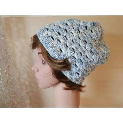 Beanie / Sommermütze, hellblau-meliert