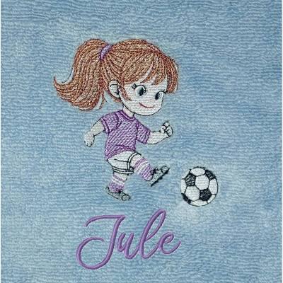 Fußball Mädchen besticktes personalisiertes Handtuch Duschtuch Gästetuch Stickerei Frotteetuch mit Namen 