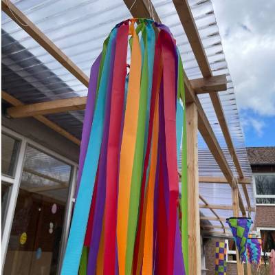 Streifengirlande Windspiel Girlande, Gartendeko, Terrassendeko, Party, Dekoration,
