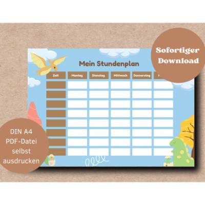 Dino -  Stundenplan DIN A4 