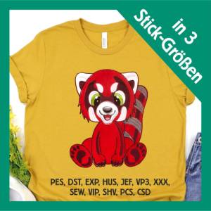 Stickdatei Applikation Panda Pitt in 3 Größen, Maschinenstickerei, Stickmuster mit Tiermotiv